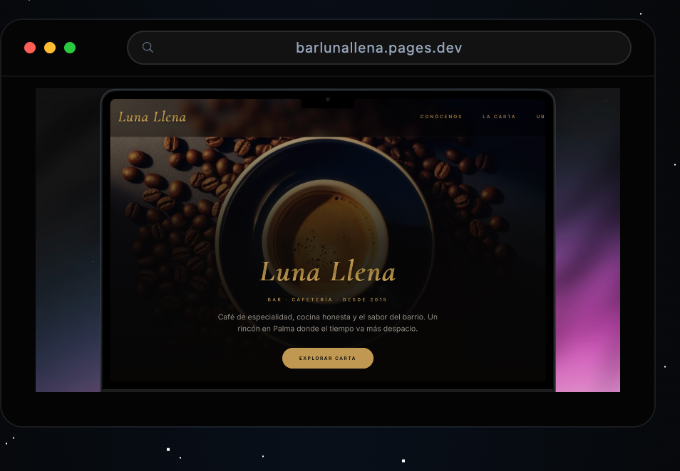 Diseño web premium Palma - Bar Luna Llena