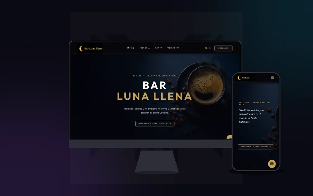 Diseño web premium en Mallorca - Vista previa de Bar Cafetería Luna Llena